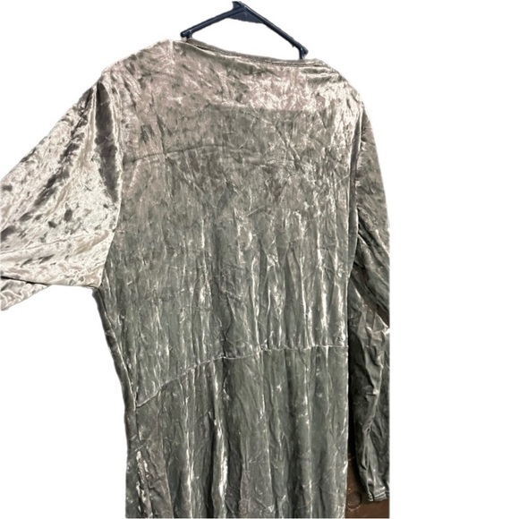 Silver Stretch Crushed Velvet Cocktail Party Midi Dress Ruched Waist, Sz12 - Picture 8 of 12